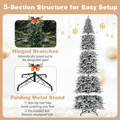 GOFLAME 12FT Pre-lit Christmas Tree | Snow Flocked Artificial Xmas Tree