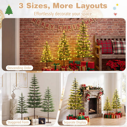 GOFLAME Set of 3 Pre-lit Christmas Tree | Christmas Tree Set 3Ft 4Ft 5Ft