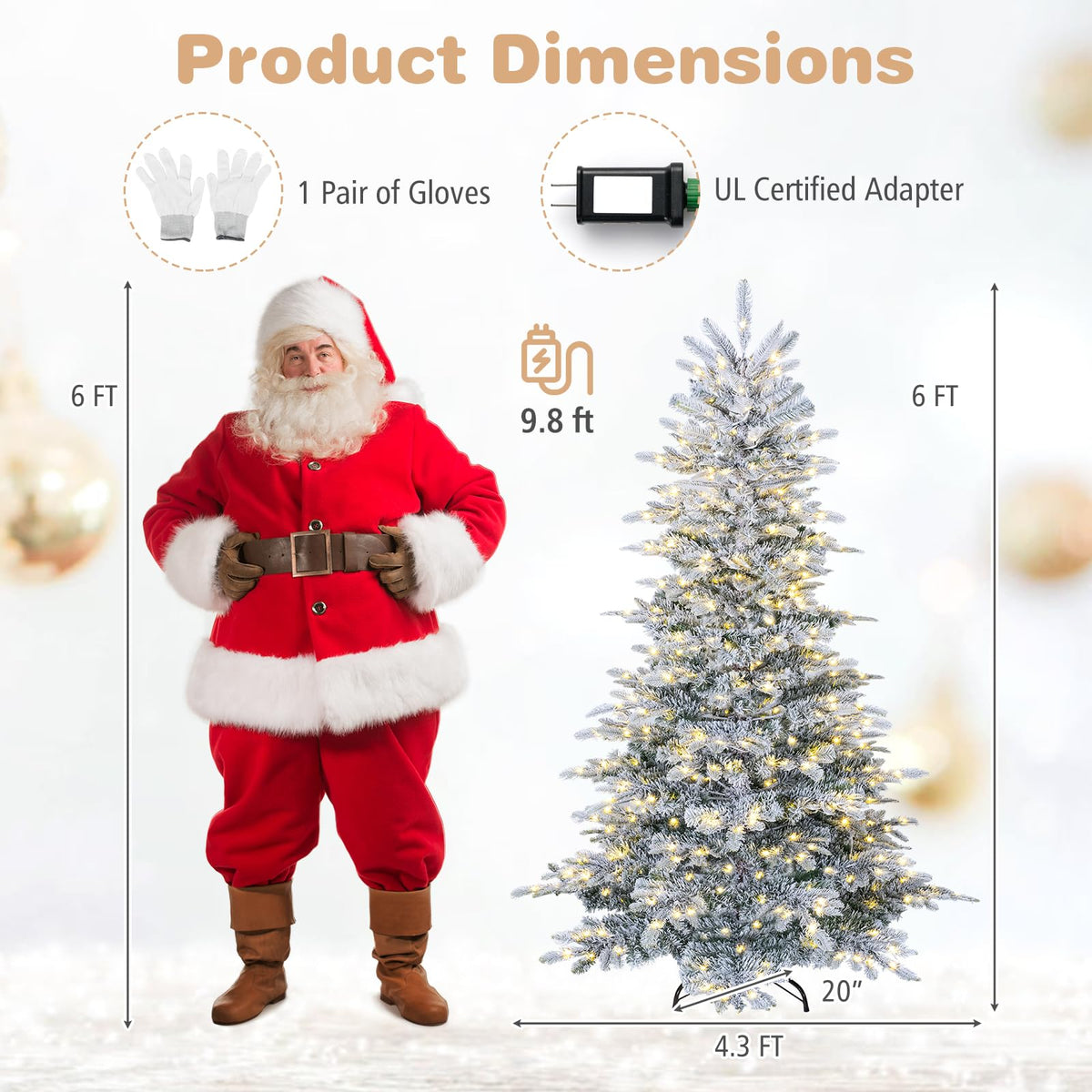 GOFLAME 6FT/7FT Pre-lit Christmas Tree | Snow Flocked Artificial Xmas Tree