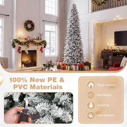 GOFLAME 12FT Pre-lit Christmas Tree | Snow Flocked Artificial Xmas Tree