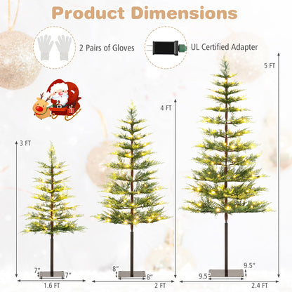 GOFLAME Set of 3 Pre-lit Christmas Tree | Christmas Tree Set 3Ft 4Ft 5Ft
