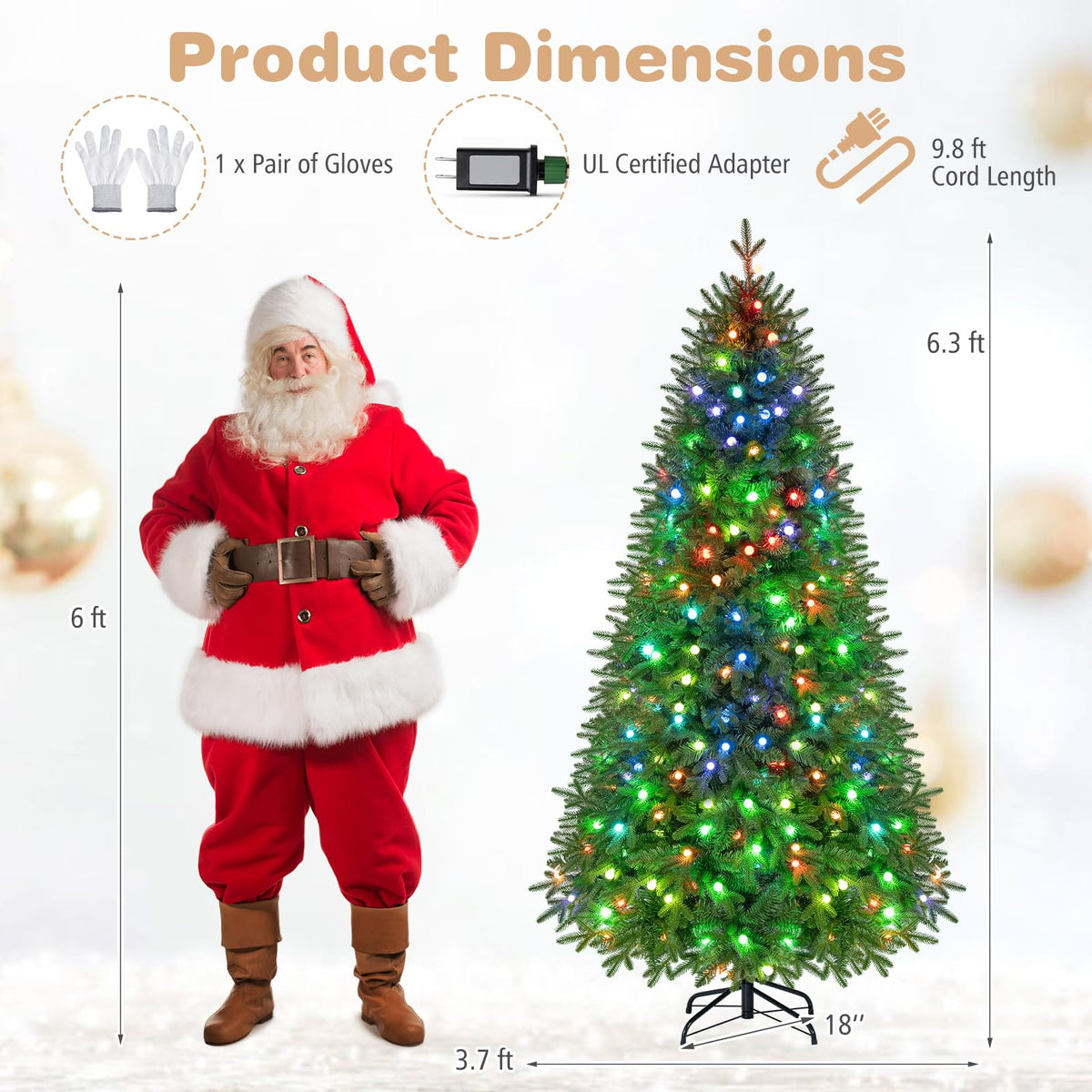 GOFLAME 6.3FT Pre-Lit Christmas Tree with Remote APP Control Timer
