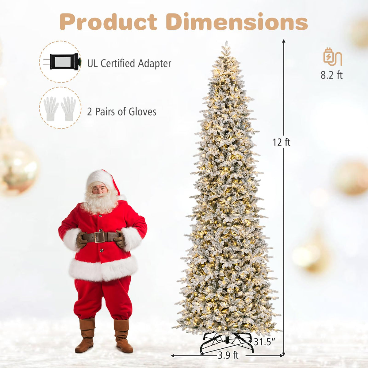 GOFLAME 12FT Pre-lit Christmas Tree | Snow Flocked Artificial Xmas Tree