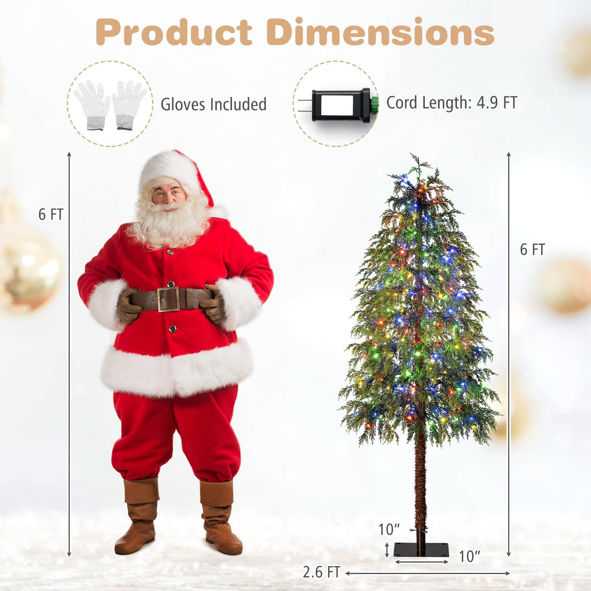 GOFLAME 6FT Pre-lit Artificial Christmas Tree Seasonal Cypress Tree