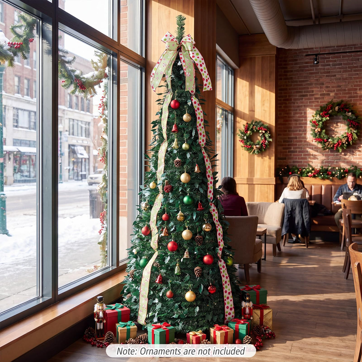 GOFLAME 6ft/7ft Pop Up Christmas Tree with Tree Topper Bow & 4 Ribbons