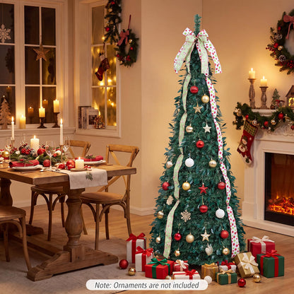 GOFLAME 6ft/7ft Pop Up Christmas Tree with Tree Topper Bow & 4 Ribbons