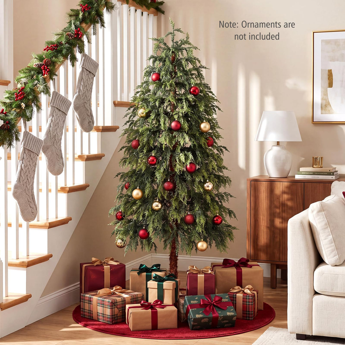 GOFLAME 6FT Pre-lit Artificial Christmas Tree Seasonal Cypress Tree