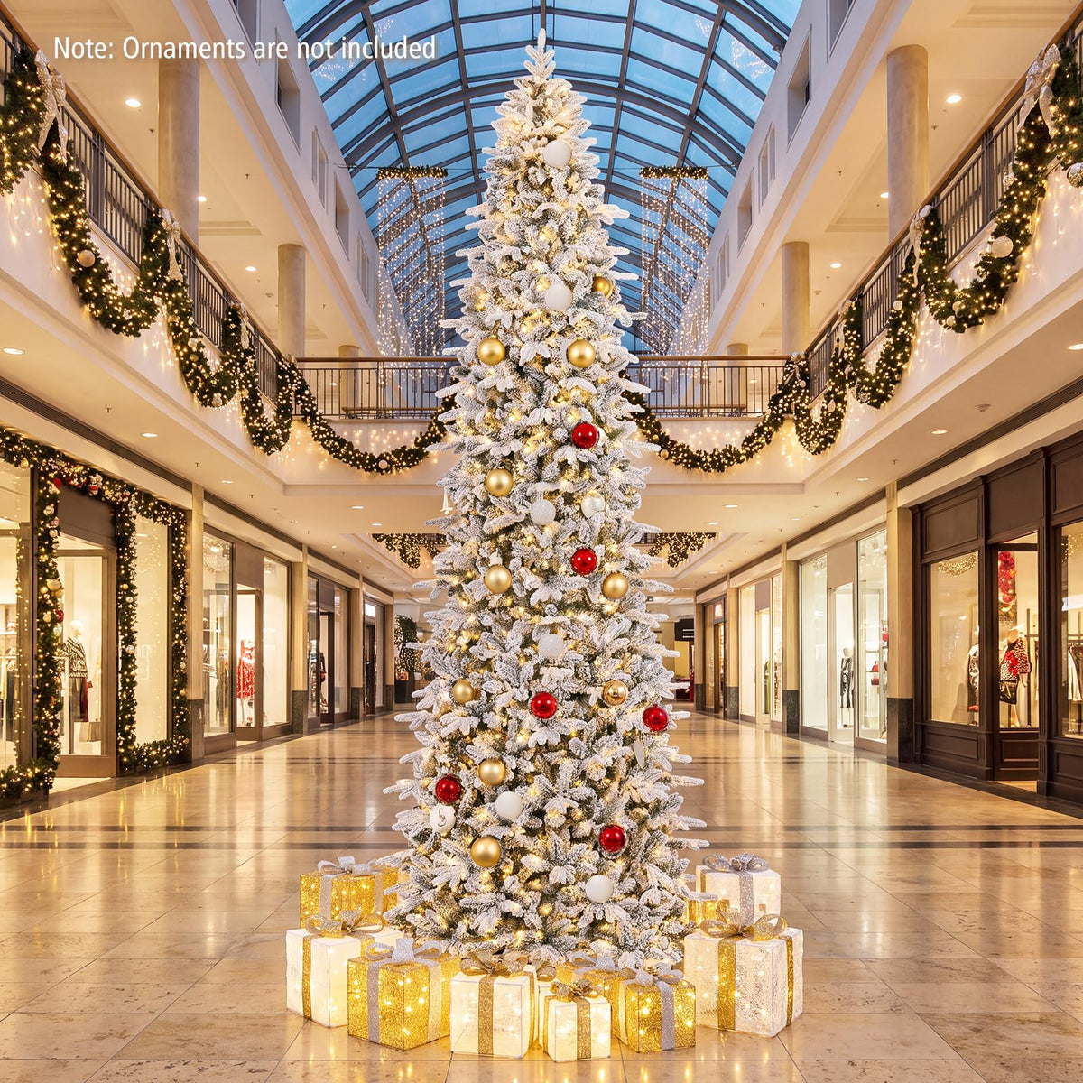 GOFLAME 12FT Pre-lit Christmas Tree | Snow Flocked Artificial Xmas Tree