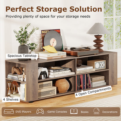 TV Stand for TVs up to 65 Inches, Modern Media Entertainment Center with 4 Open Storage Shelves and 4 Side Storage Shelves