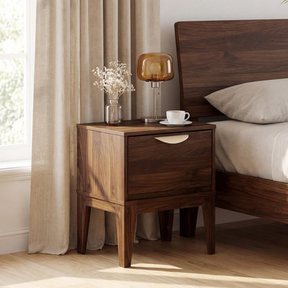 Goflame Mid Century Modern Night Stand with Storage for Small Spaces Bedroom