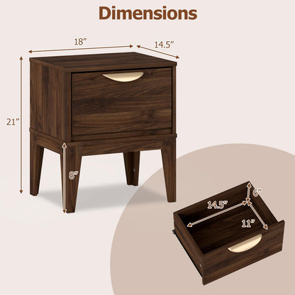 Goflame Mid Century Modern Night Stand with Storage for Small Spaces Bedroom