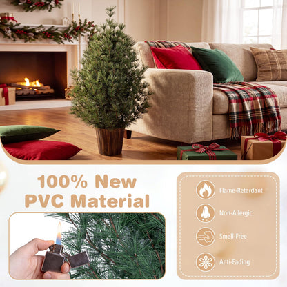 GOFLAME 3FT Mini Christmas Tree | Tabletop Xmas Tree with Vintage Pot