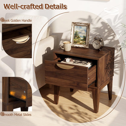 Goflame Mid Century Modern Night Stand with Storage for Small Spaces Bedroom