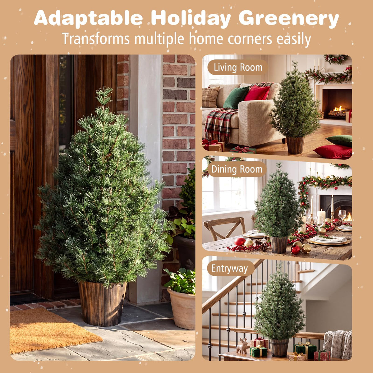 GOFLAME 3FT Mini Christmas Tree | Tabletop Xmas Tree with Vintage Pot
