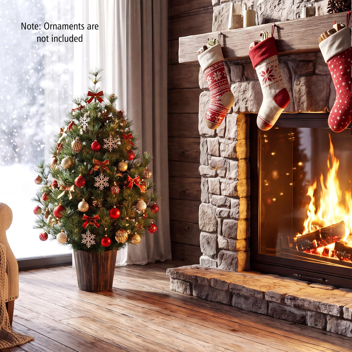 GOFLAME 3FT Mini Christmas Tree | Tabletop Xmas Tree with Vintage Pot
