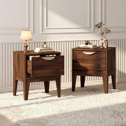Goflame Mid Century Modern Night Stand with Storage for Small Spaces Bedroom