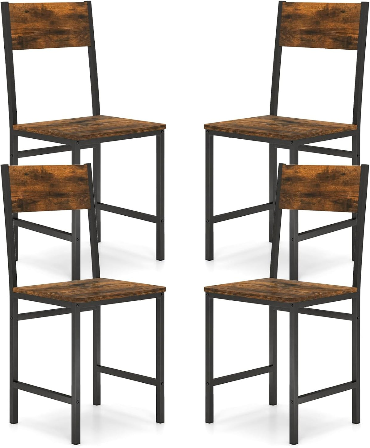 Goflame Dining Chairs Set, Industrial Kitchen Chairs with Metal Legs, Slanted Back