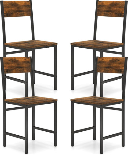 Goflame Dining Chairs Set, Industrial Kitchen Chairs with Metal Legs, Slanted Back