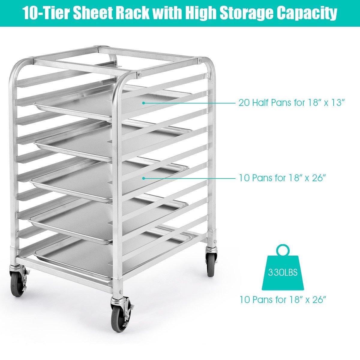 10 Tier Aluminum Bakery Rack Home Commercial Kitchen Bun Pan - Goflameus