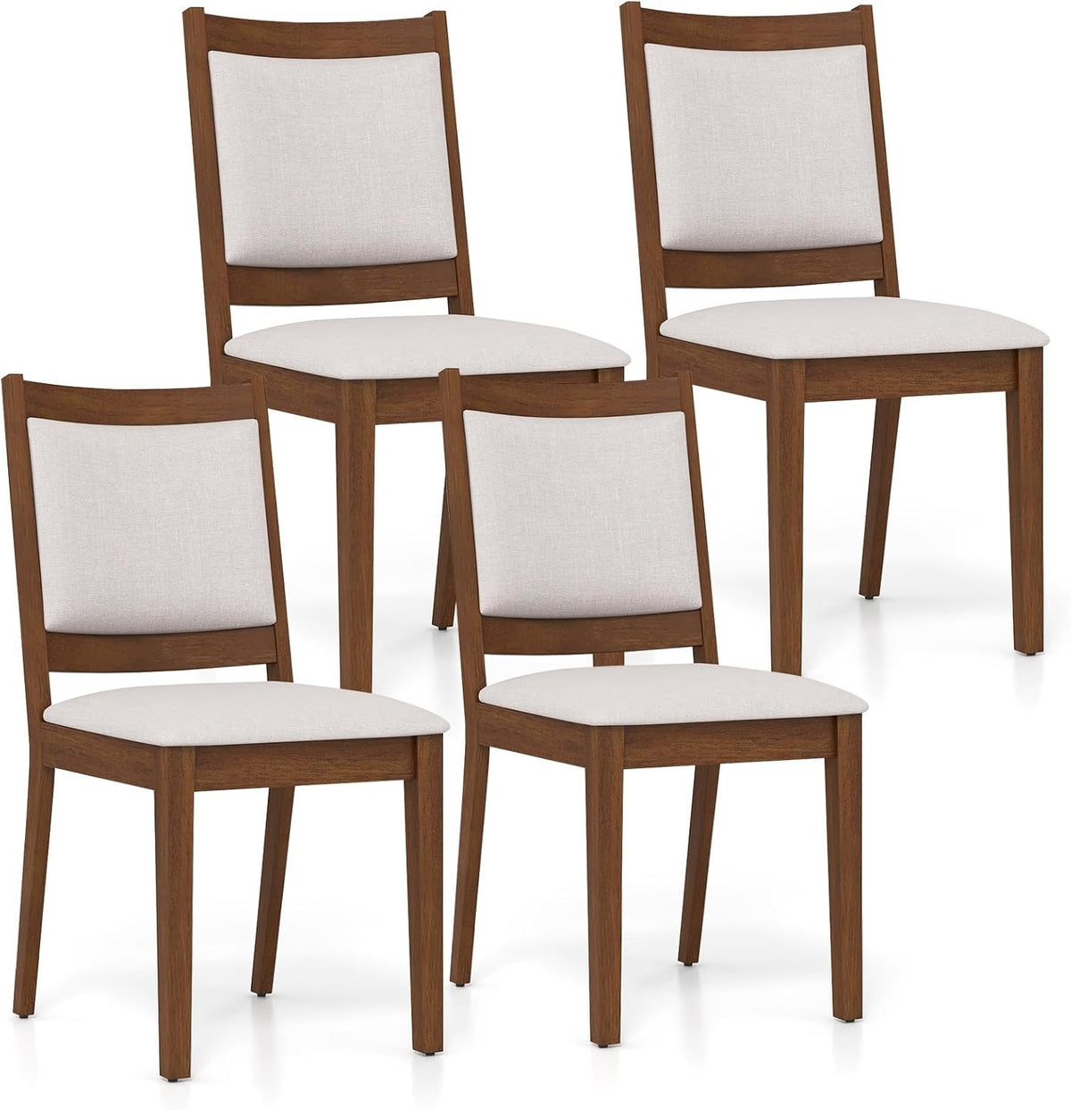 Goflame Upholstered Dining Chairs Set of 2/4, Modern Farmhouse Kitchen Chairs w/Padded Backrest & Cushioned Seat, Rubber Wood Frame