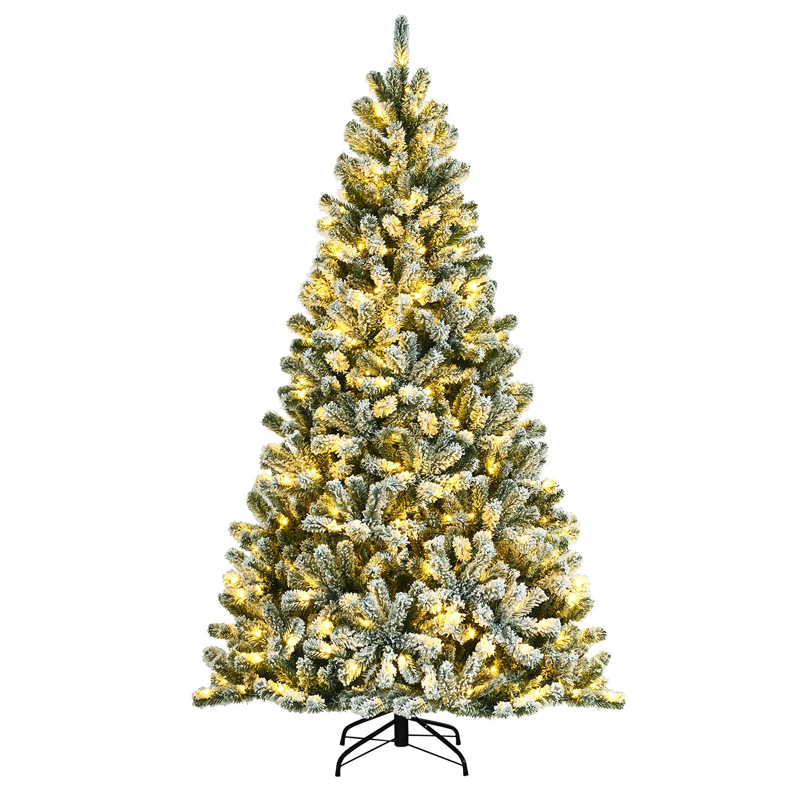 Goflame Snow Flocked Christmas Tree, Artificial Hinged Xmas Tree - GoflameUS
