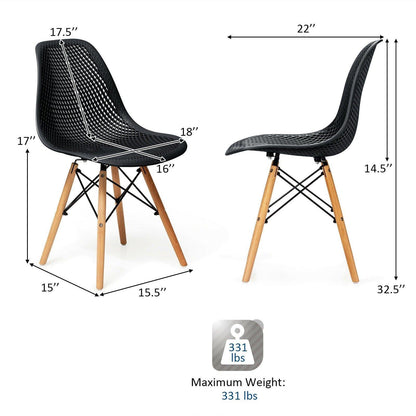 Goflame Set of 2 or 4 Modern Dining Chairs, Shell PP Lounge Side Chairs w/ Mesh Design - Goflameus