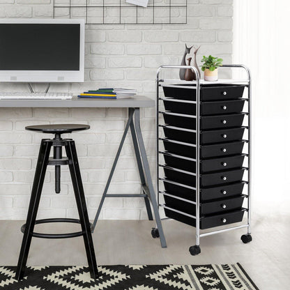 10 Drawer Rolling Storage Cart Scrapbook Paper Office School Organizer - Goflameus