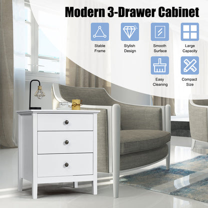Goflame Nightstand with Drawers Solid Structure Side Table for Storage Bedroom