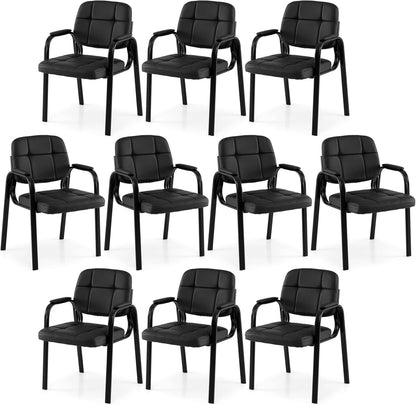 Goflame Leather Office Reception Chairs with Padded Armrests