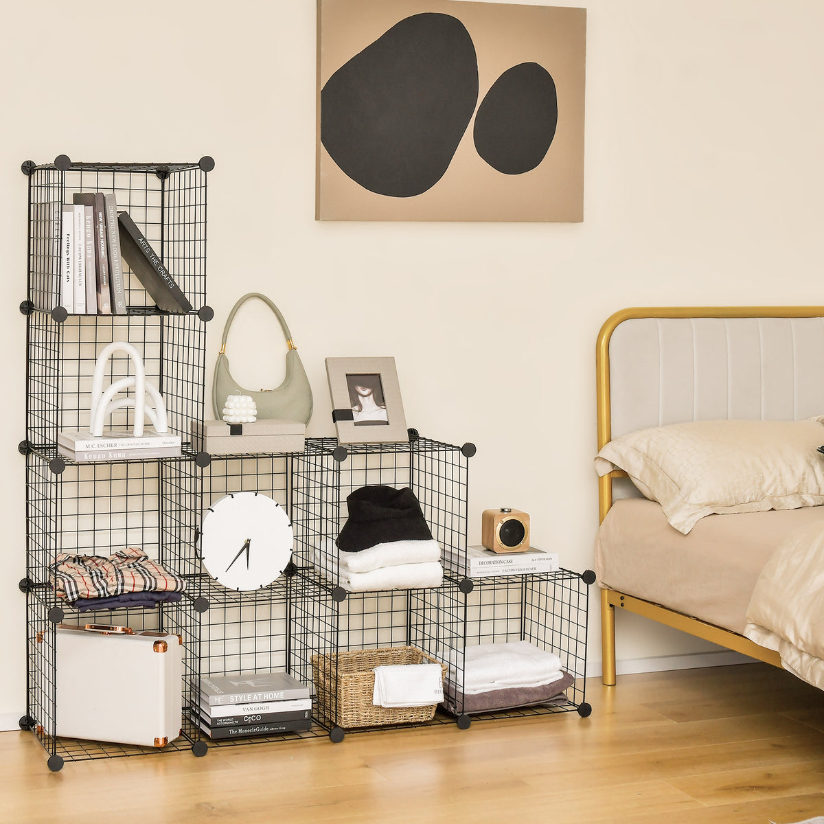 12 Wire Cubes Metal Freestanding Portable Modular DIY Bookcase, Storage Cabinet