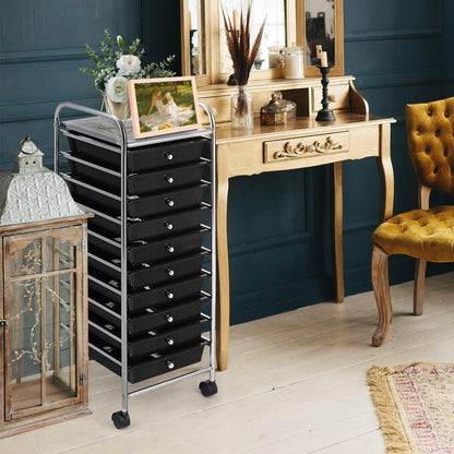 10 Drawer Rolling Storage Cart Scrapbook Paper Office School Organizer - Goflameus