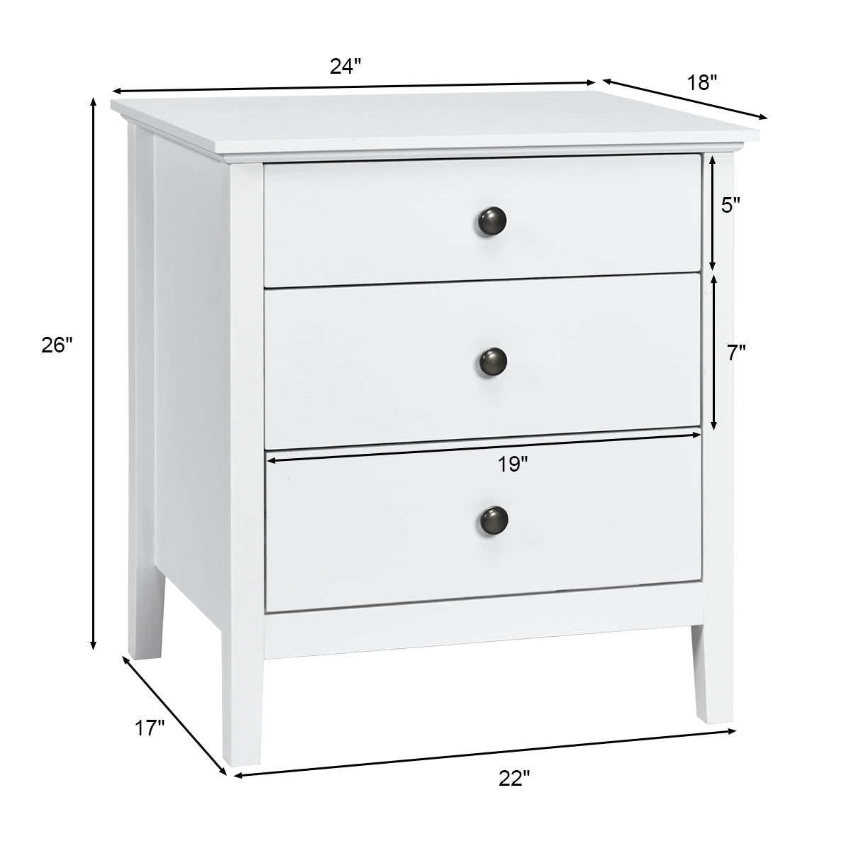 Goflame Nightstand with Drawers Solid Structure Side Table for Storage Bedroom