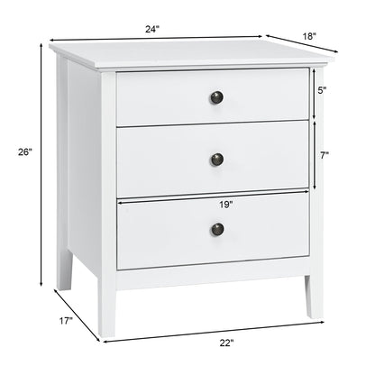 Goflame Nightstand with Drawers Solid Structure Side Table for Storage Bedroom
