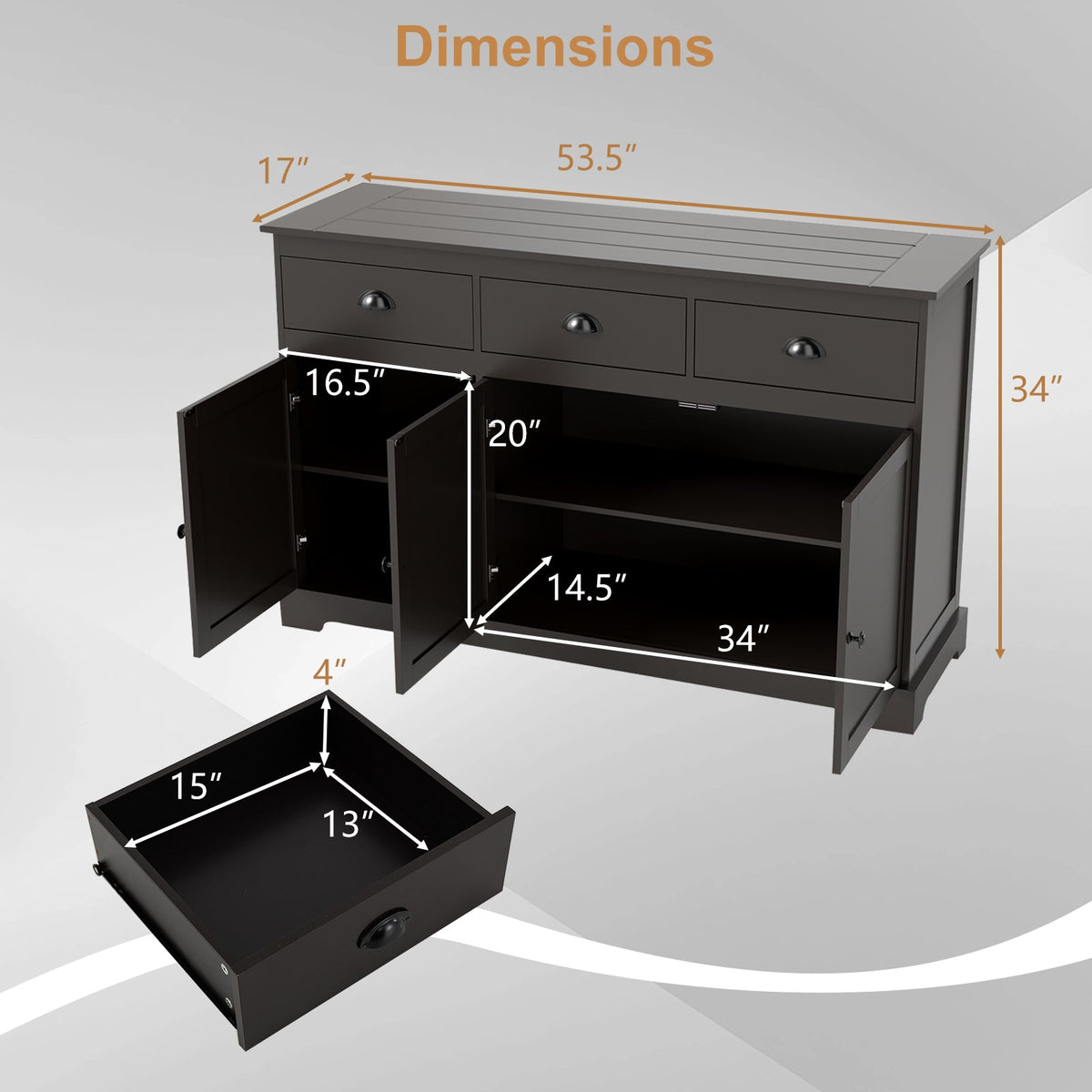 Goflame Sideboard Buffet Server Storage Cabinet Console Table
