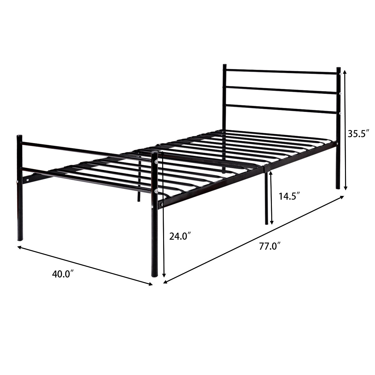 Goflame Twin Size Platform Bed with Headboard and Footboard