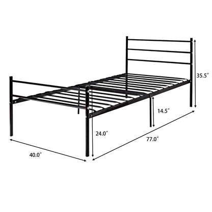 Goflame Twin Size Platform Bed with Headboard and Footboard