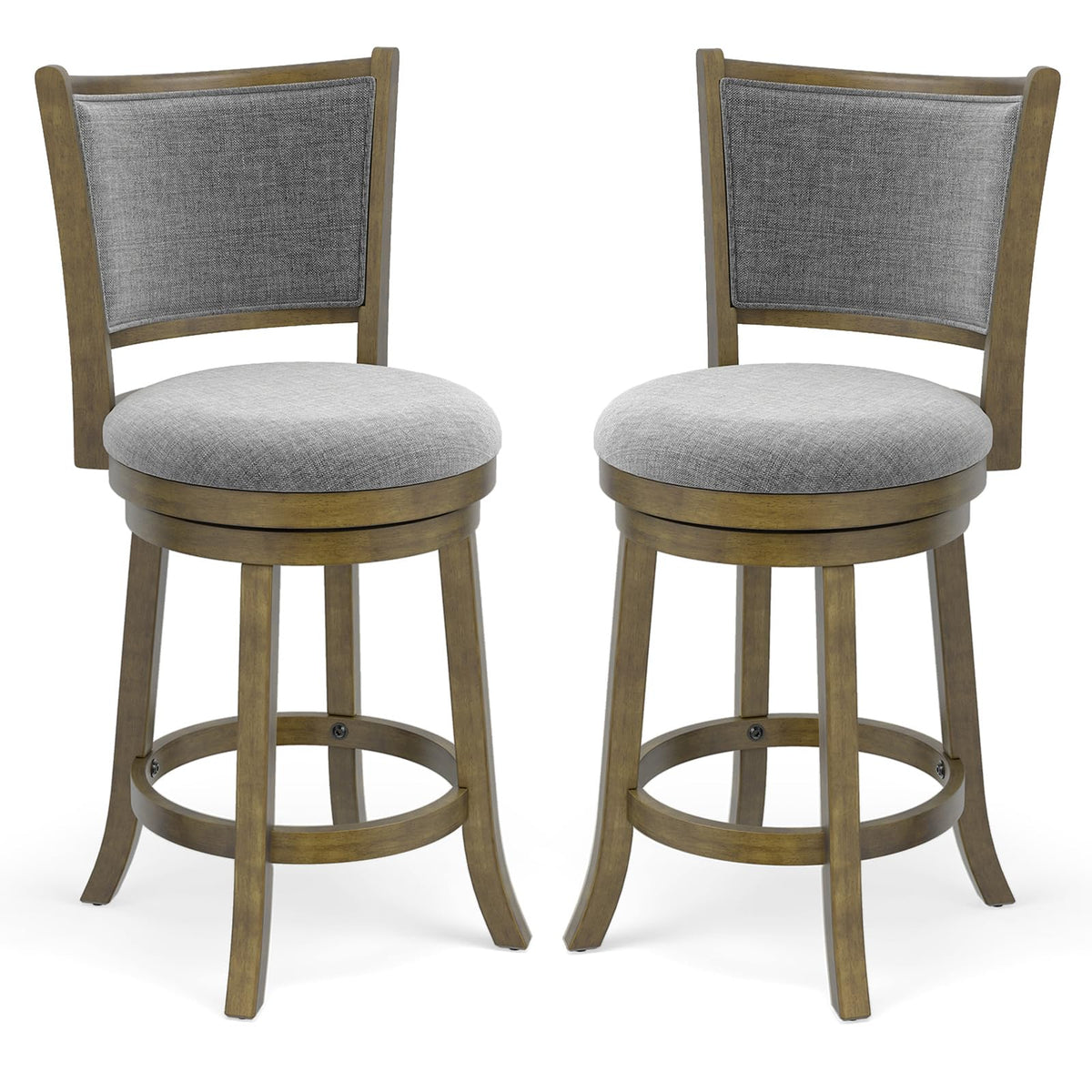Goflame 25" Counter Height Bar Stools Set of 2/4 with Rubber Wood Frame & Upholstered Seat