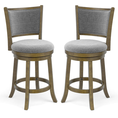 Goflame 25" Counter Height Bar Stools Set of 2/4 with Rubber Wood Frame & Upholstered Seat