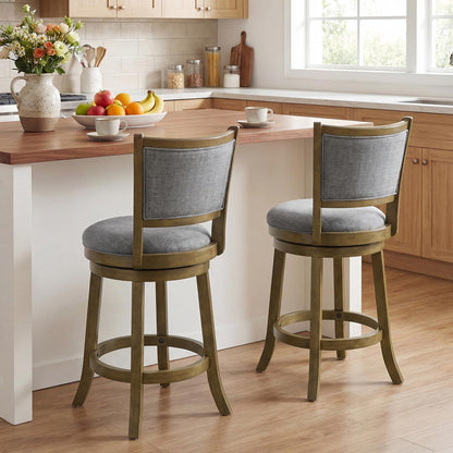 Goflame 25" Counter Height Bar Stools Set of 2/4 with Rubber Wood Frame & Upholstered Seat