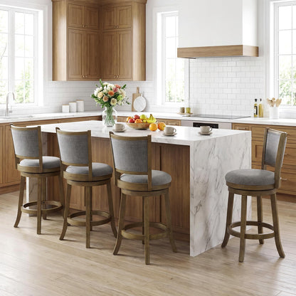 Goflame 25" Counter Height Bar Stools Set of 2/4 with Rubber Wood Frame & Upholstered Seat