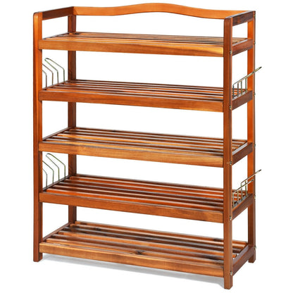 Goflame 5-Tier Wood Shoe Rack Entryway Shoe Shelf Storage Organizer for Hallway, 33"Lx10"Wx32"H