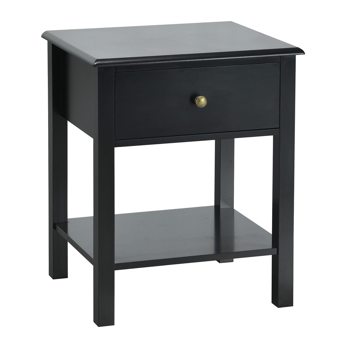 Goflame Nightstand W/Drawer and Shelf, Stable Frame Storage Cabinet