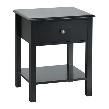 Goflame Nightstand W/Drawer and Shelf, Stable Frame Storage Cabinet