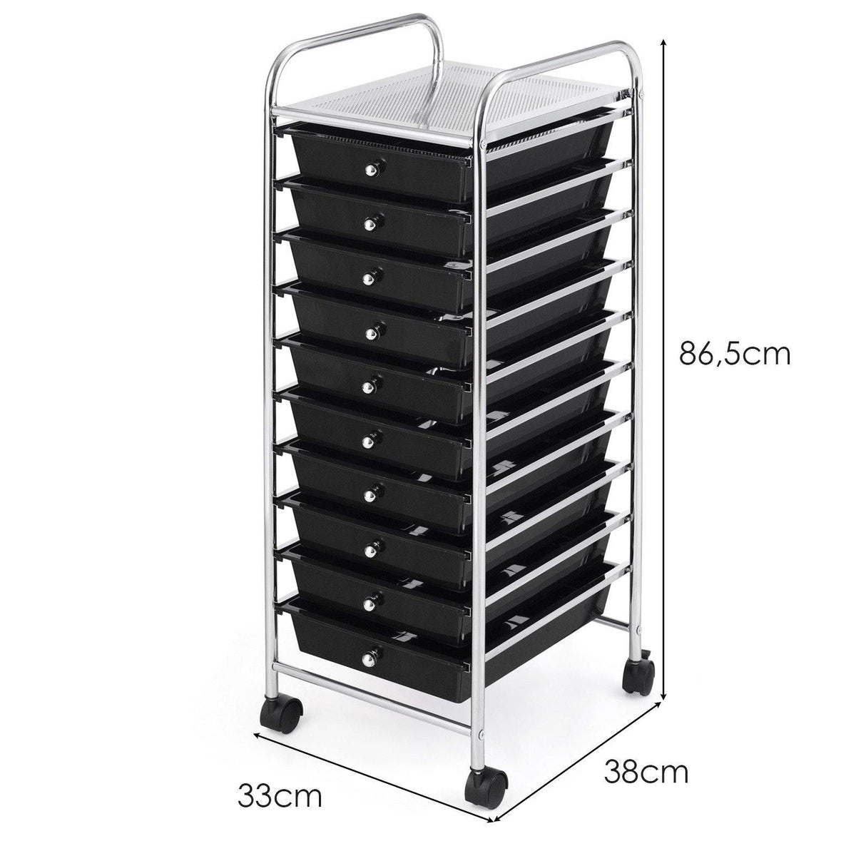 10 Drawer Rolling Storage Cart Scrapbook Paper Office School Organizer - Goflameus