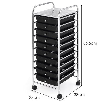 10 Drawer Rolling Storage Cart Scrapbook Paper Office School Organizer - Goflameus