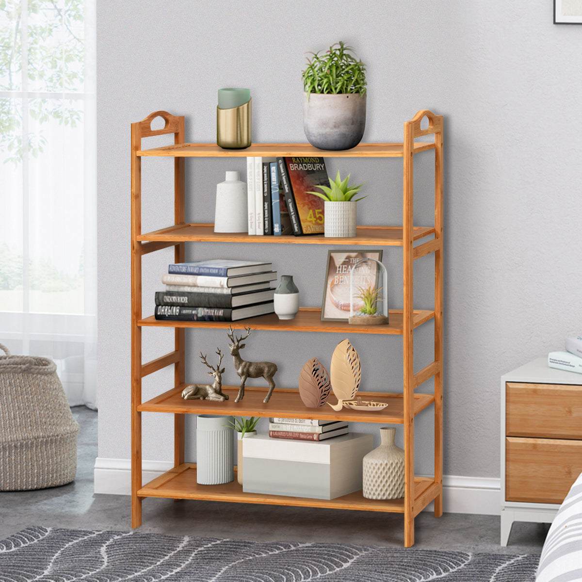 Bamboo Shoe Rack 5 Tier, Freestanding Shoe Rack - Goflameus