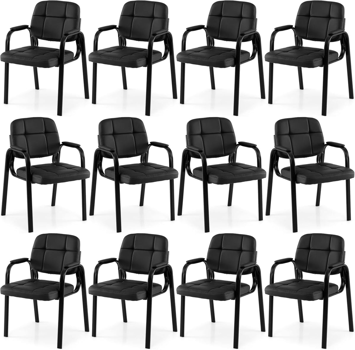 Goflame Leather Office Reception Chairs with Padded Armrests