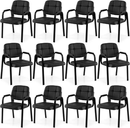 Goflame Leather Office Reception Chairs with Padded Armrests