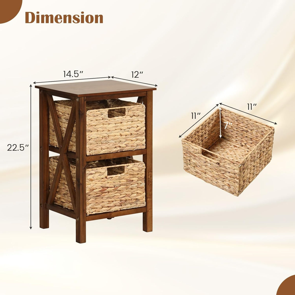 Goflame Wooden X-Design Side Table End Table