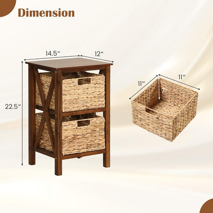 Goflame Wooden X-Design Side Table End Table